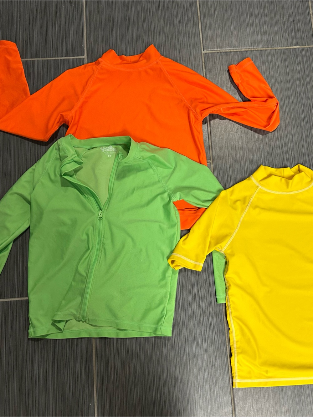 UV Skinz Kids Swim Rash Guard shirts - Green, Orange & Yellow colors